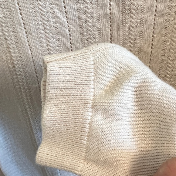 Banana Republic Long Sleeve Crew Neck Cream Knit Sweater Patterned Front Small - Picture 6 of 9